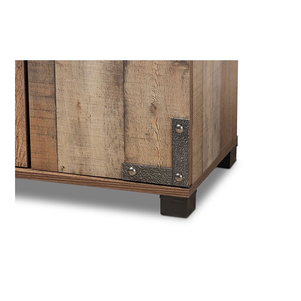 Farmhouse Rustic Finished Wood 4-Door Shoe Cabinet. Picture 6
