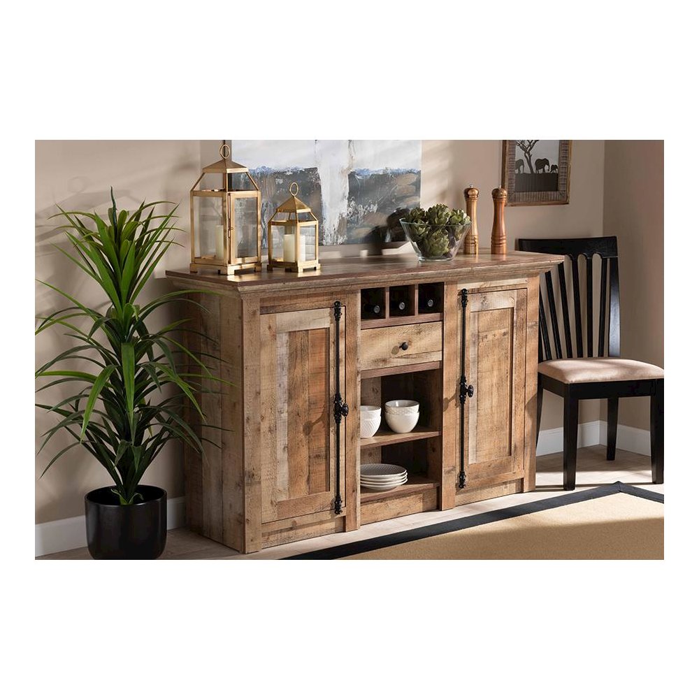 Farmhouse Rustic Finished Wood 2-Door Dining Room Sideboard Buffet. Picture 7