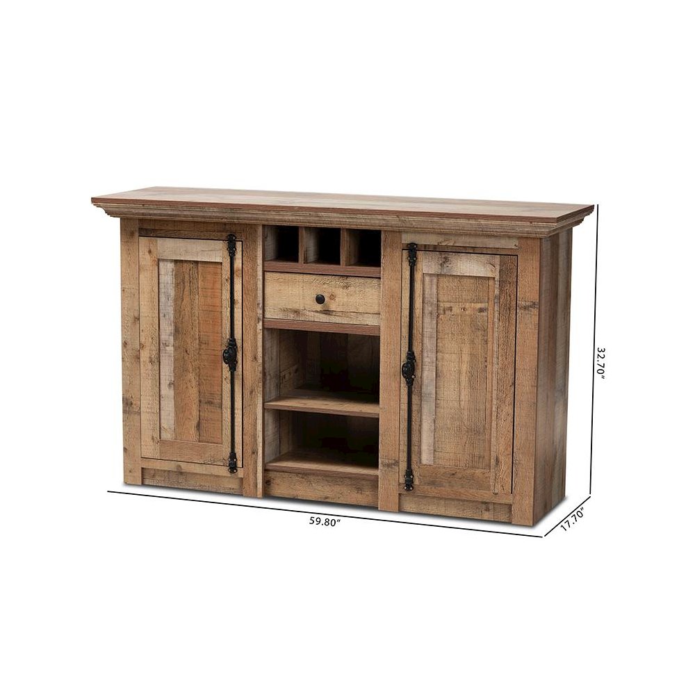 Farmhouse Rustic Finished Wood 2-Door Dining Room Sideboard Buffet. Picture 9