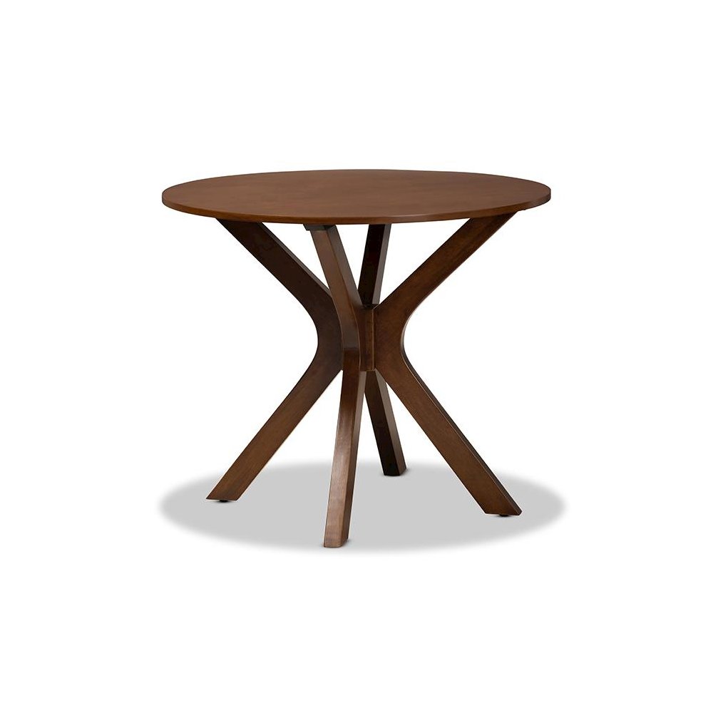 Walnut Brown Finished 34-Inch-Wide Round Wood Dining Table. Picture 1