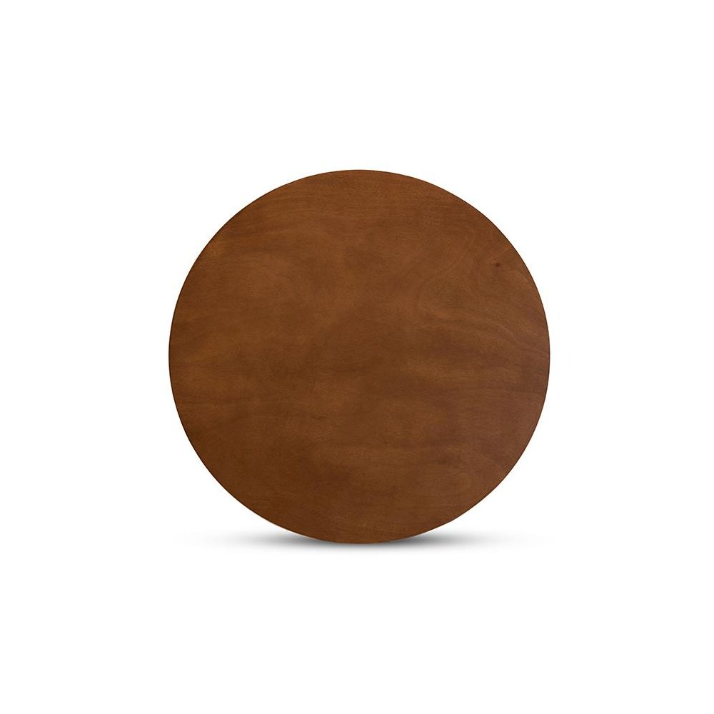 Walnut Brown Finished 34-Inch-Wide Round Wood Dining Table. Picture 3