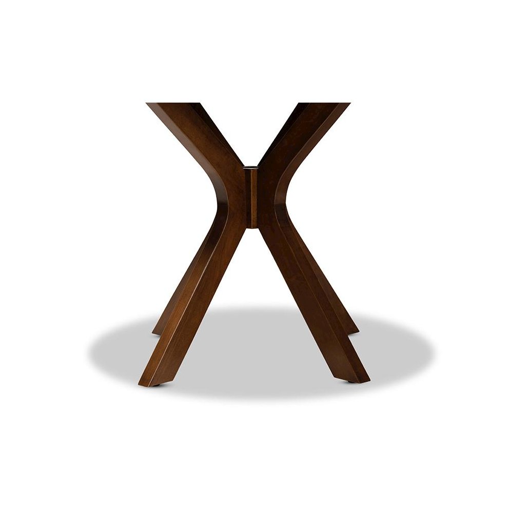 Walnut Brown Finished 34-Inch-Wide Round Wood Dining Table. Picture 4