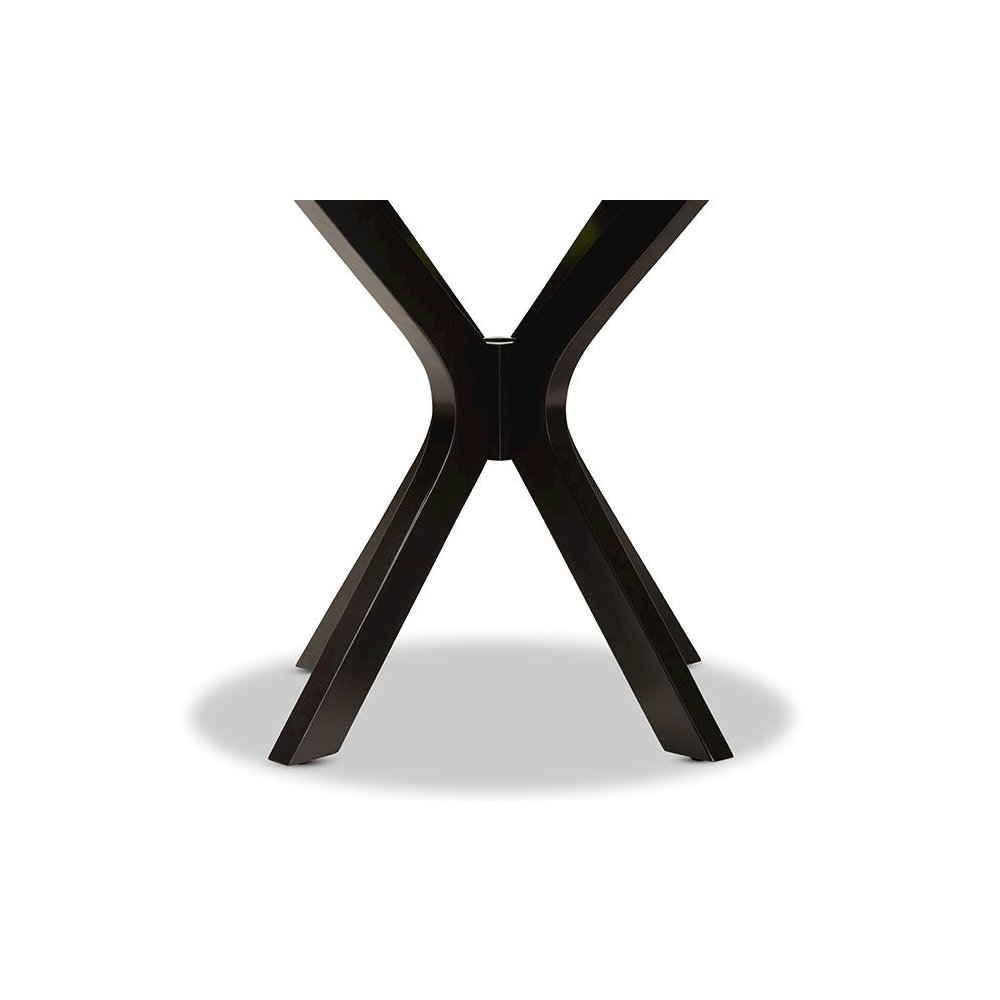 Dark Brown Finished 34-Inch-Wide Round Wood Dining Table. Picture 4