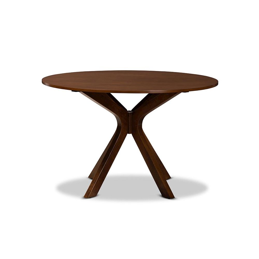 Walnut Brown Finished 45-Inch-Wide Round Wood Dining Table. Picture 2