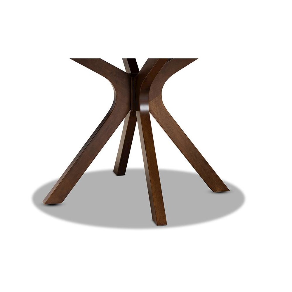 Walnut Brown Finished 45-Inch-Wide Round Wood Dining Table. Picture 4