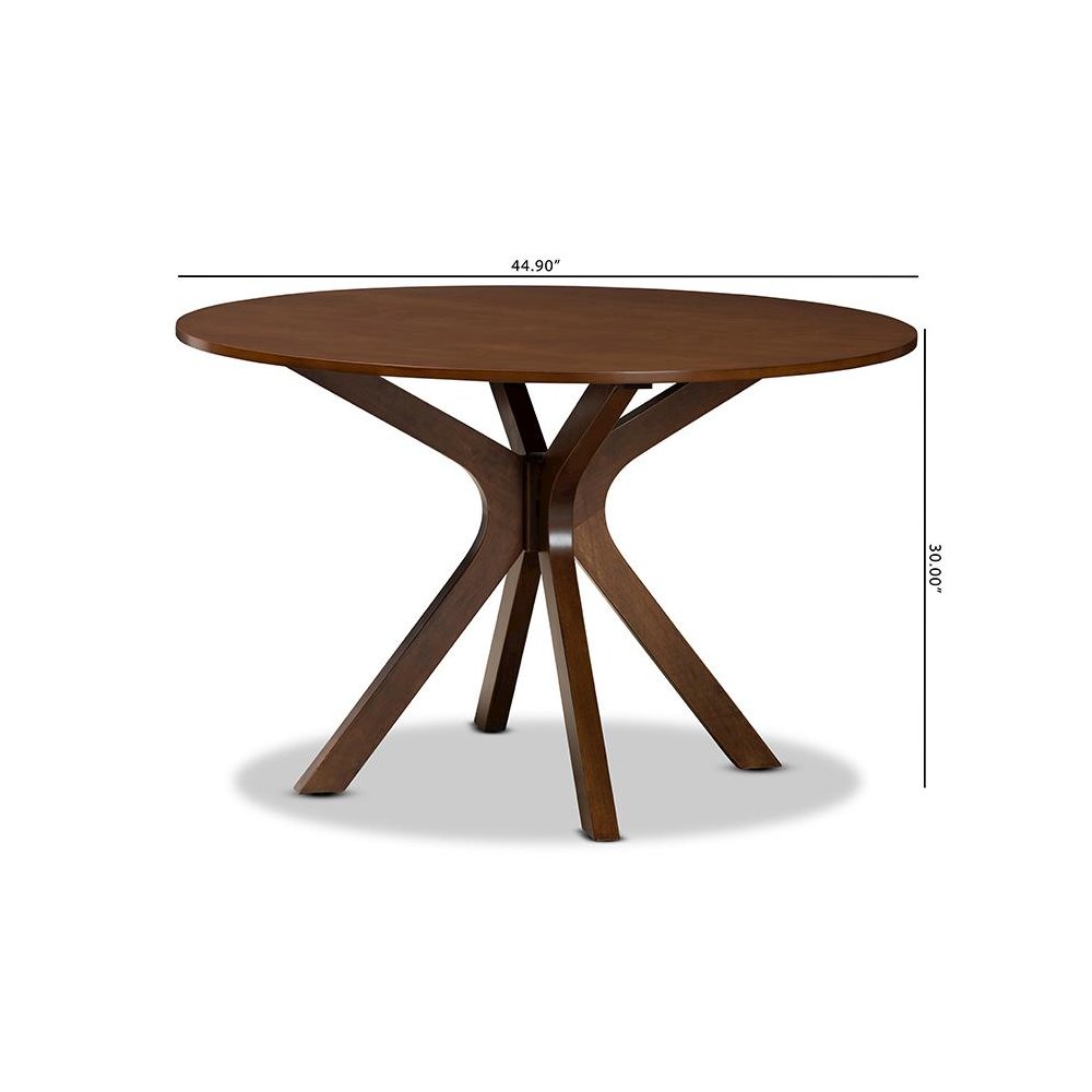 Walnut Brown Finished 45-Inch-Wide Round Wood Dining Table. Picture 7