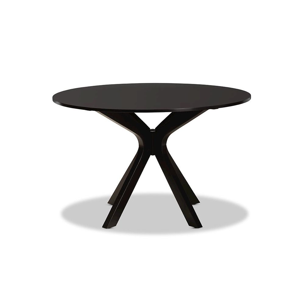 Dark Brown Finished 45-Inch-Wide Round Wood Dining Table. Picture 2