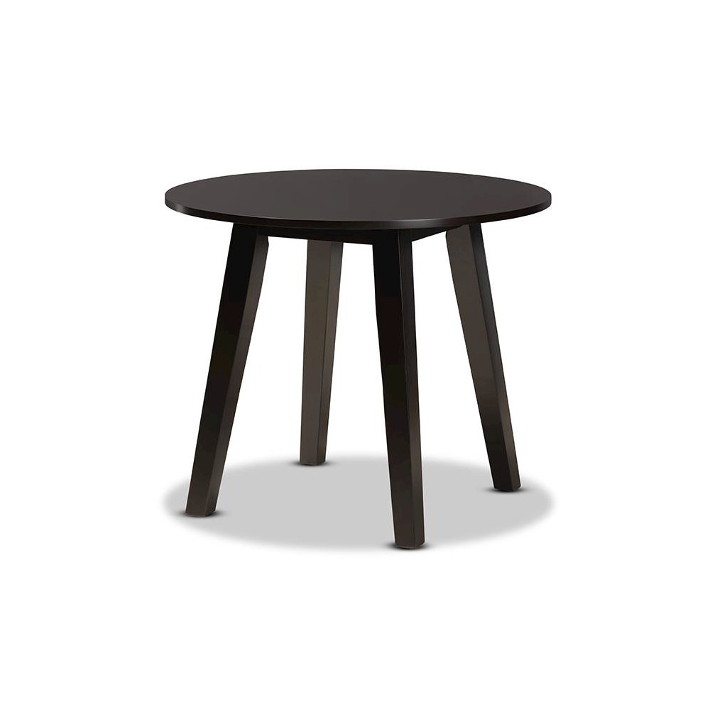 Dark Brown Finished 35-Inch-Wide Round Wood Dining Table. Picture 1