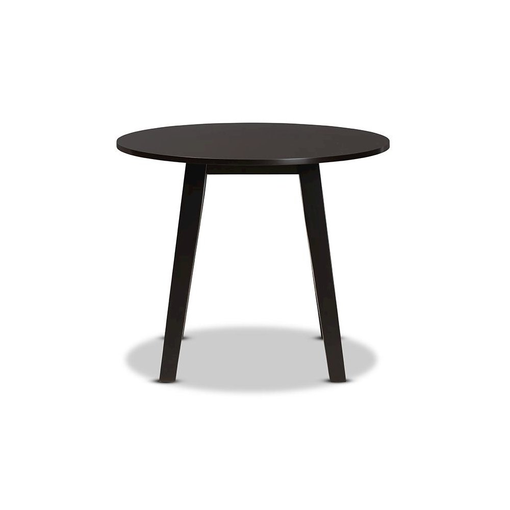 Dark Brown Finished 35-Inch-Wide Round Wood Dining Table. Picture 2