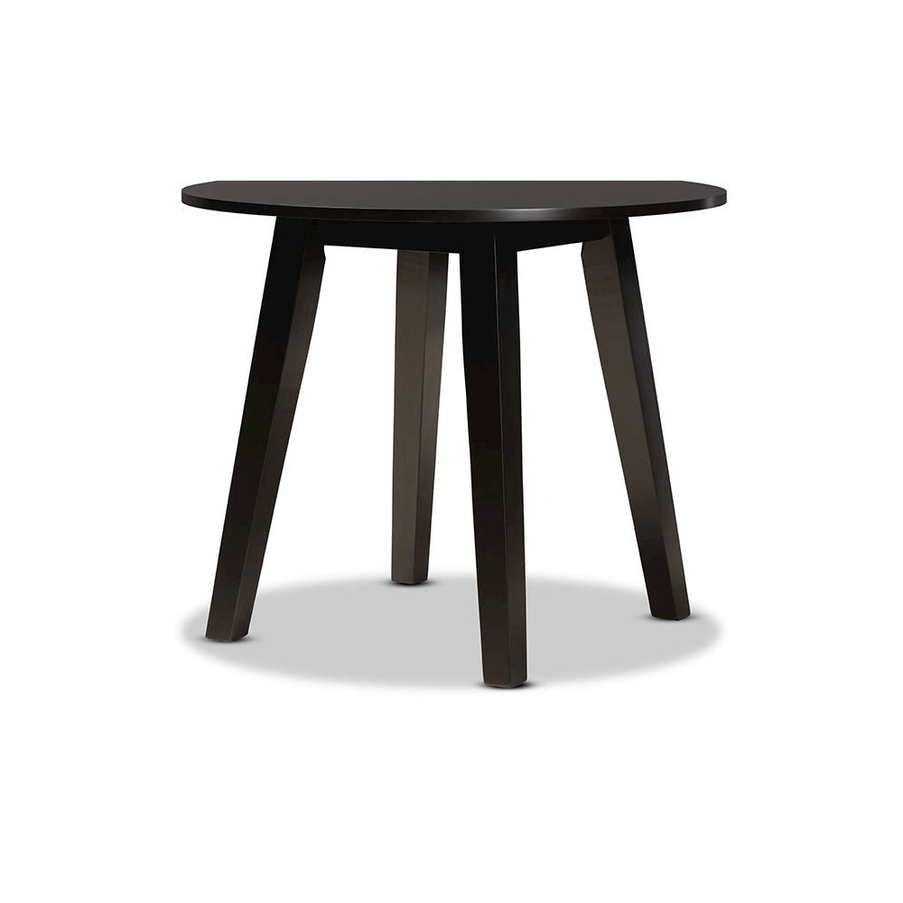 Dark Brown Finished 35-Inch-Wide Round Wood Dining Table. Picture 4