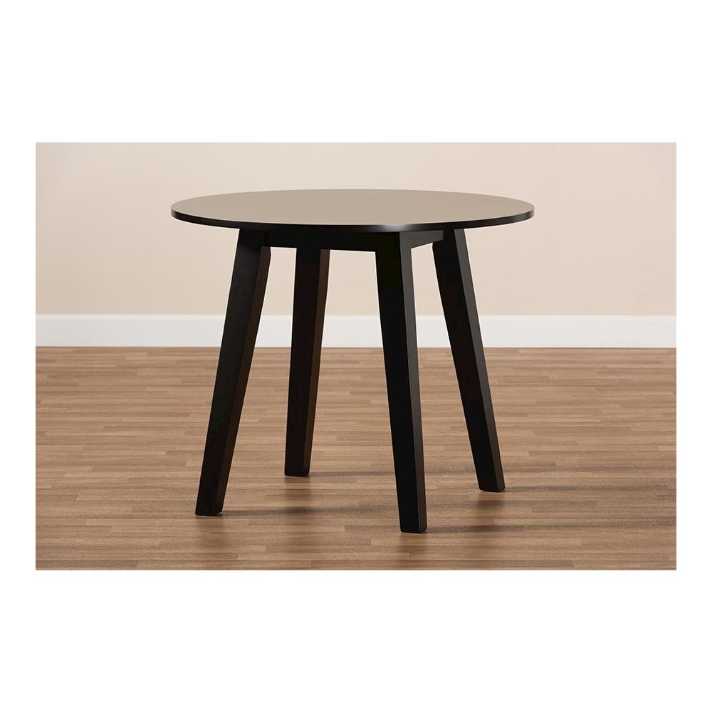 Dark Brown Finished 35-Inch-Wide Round Wood Dining Table. Picture 6