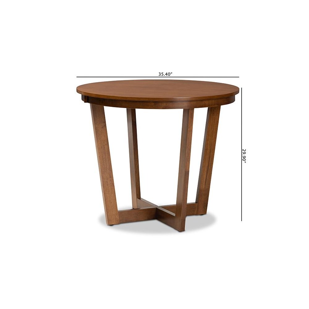 Walnut Brown Finished 35-Inch-Wide Round Wood Dining Table. Picture 7