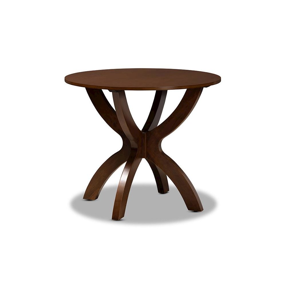 Walnut Brown Finished 35-Inch-Wide Round Wood Dining Table. Picture 1