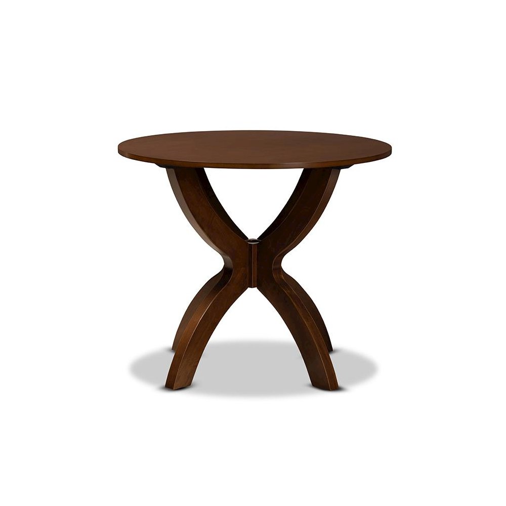 Walnut Brown Finished 35-Inch-Wide Round Wood Dining Table. Picture 2