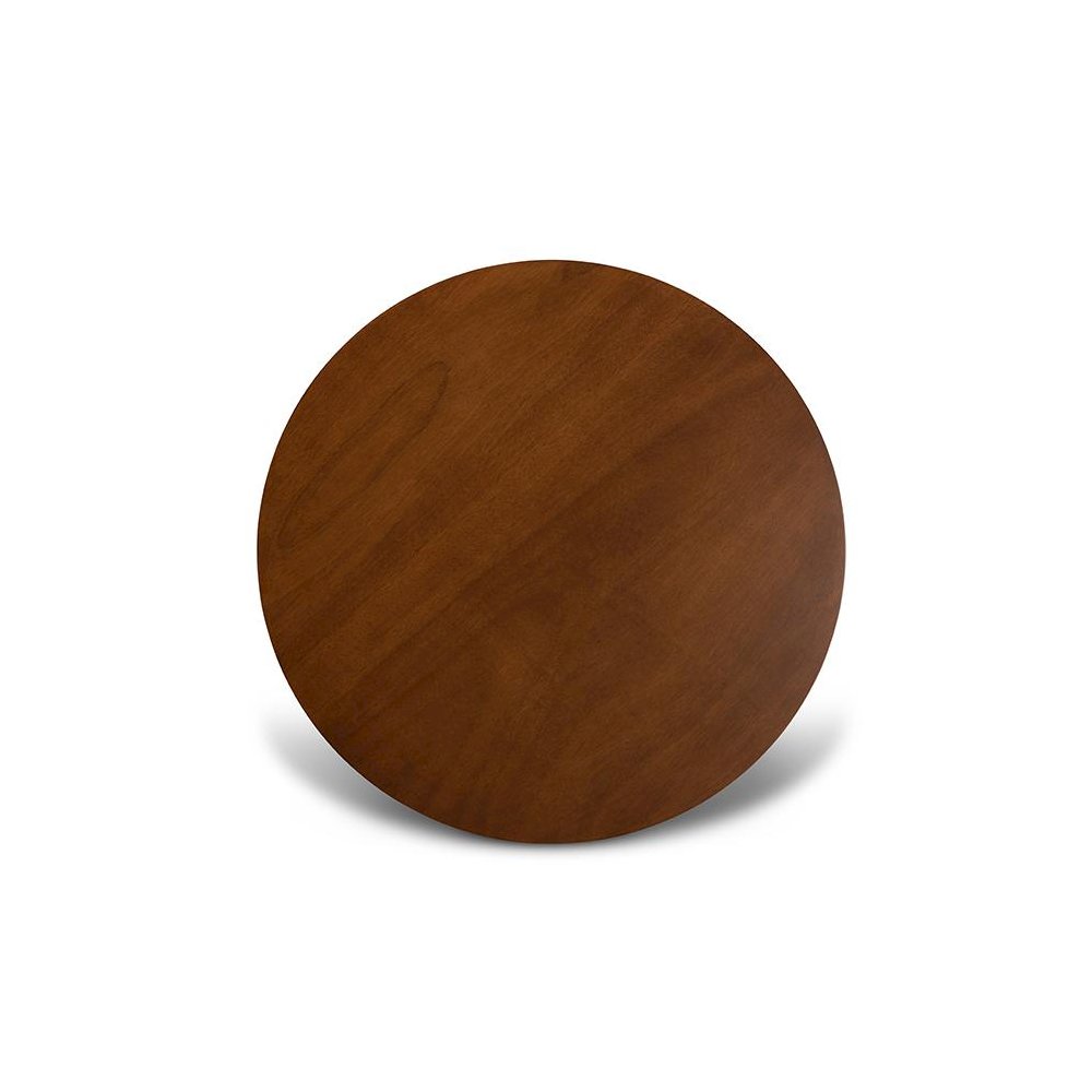 Walnut Brown Finished 35-Inch-Wide Round Wood Dining Table. Picture 3