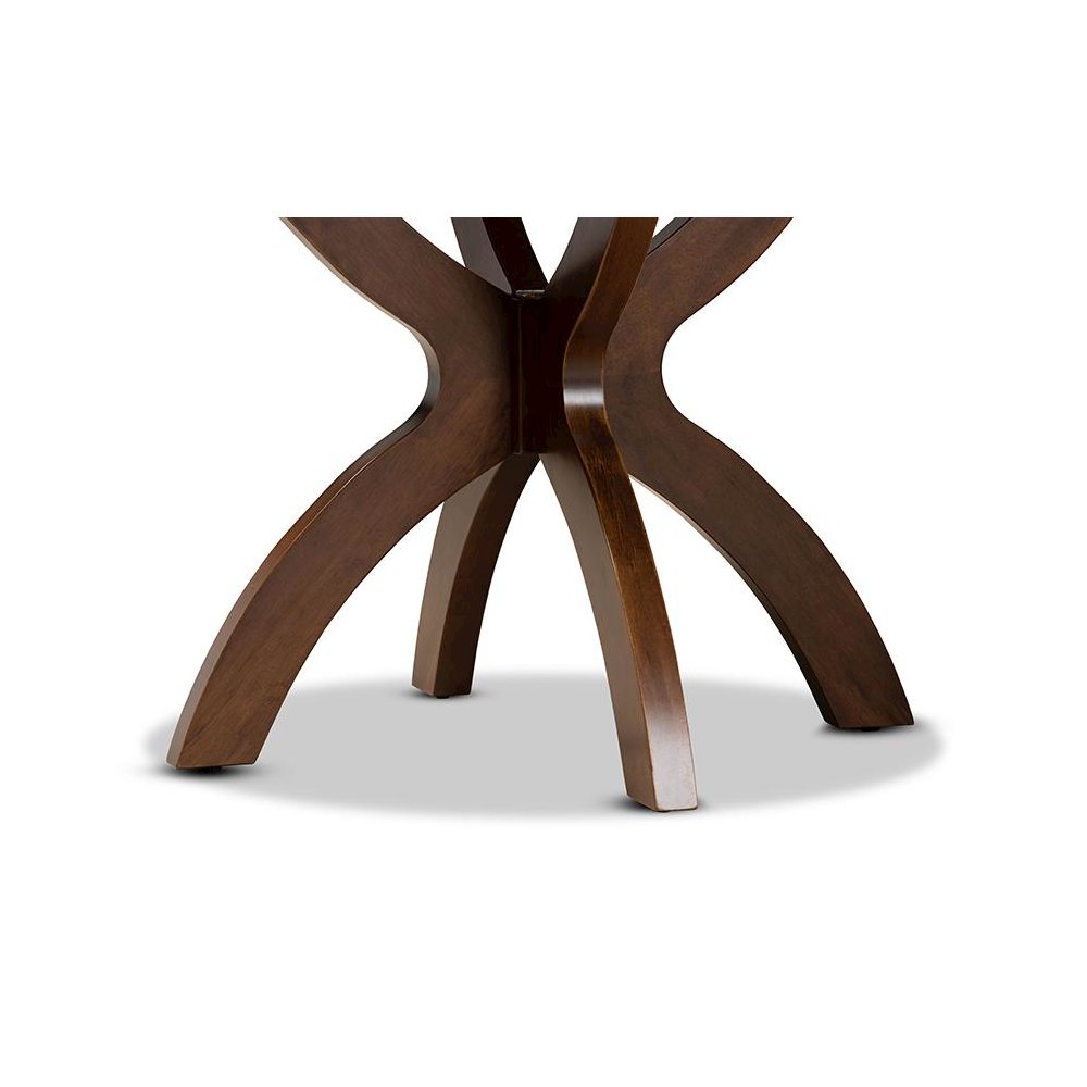Walnut Brown Finished 35-Inch-Wide Round Wood Dining Table. Picture 4