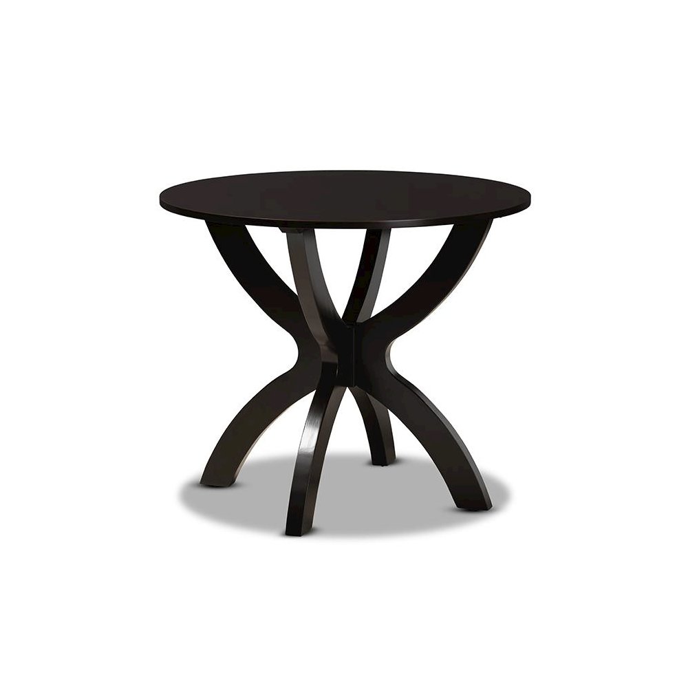 Dark Brown Finished 35-Inch-Wide Round Wood Dining Table. Picture 1