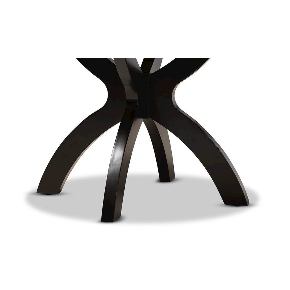 Dark Brown Finished 35-Inch-Wide Round Wood Dining Table. Picture 4