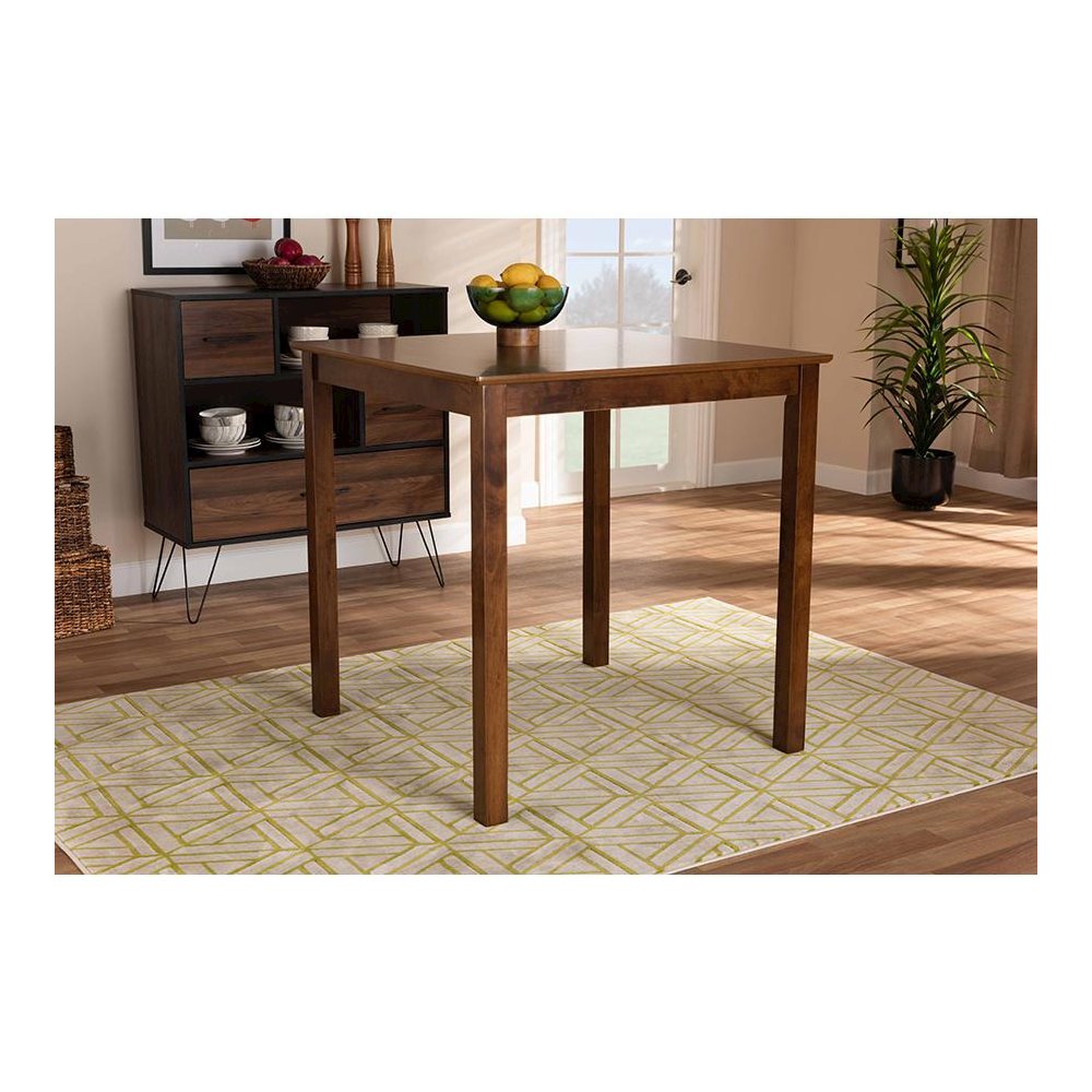 Walnut Brown Finished Wood Counter Height Pub Table. Picture 4