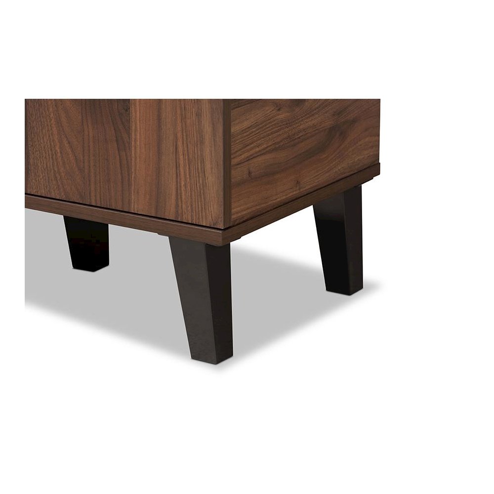 Two-Tone Walnut Brown and Grey Finished Wood 1-Door Shoe Cabinet. Picture 6