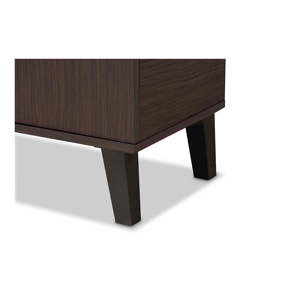 Two-Tone Dark Brown and Grey Finished Wood 2-Door Shoe Cabinet. Picture 6