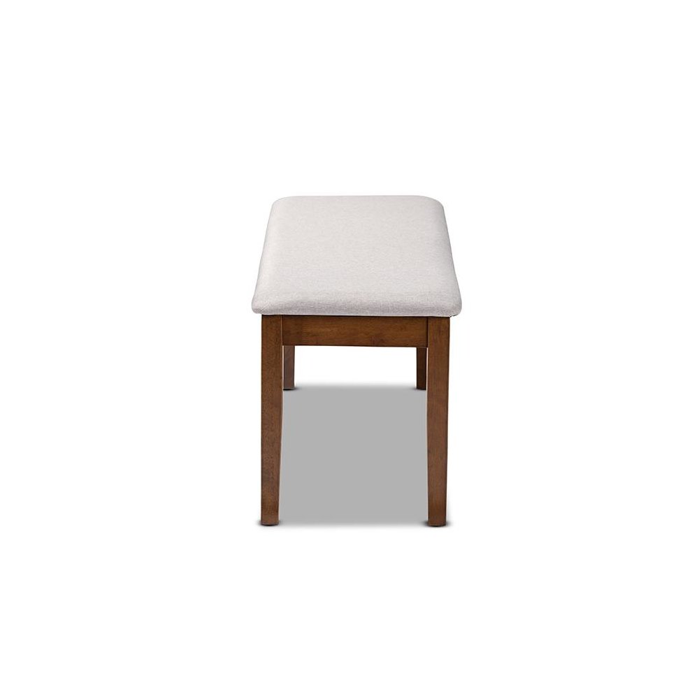 Transitional Grey Fabric Upholstered and Walnut Brown Finished Wood Dining Bench. Picture 3