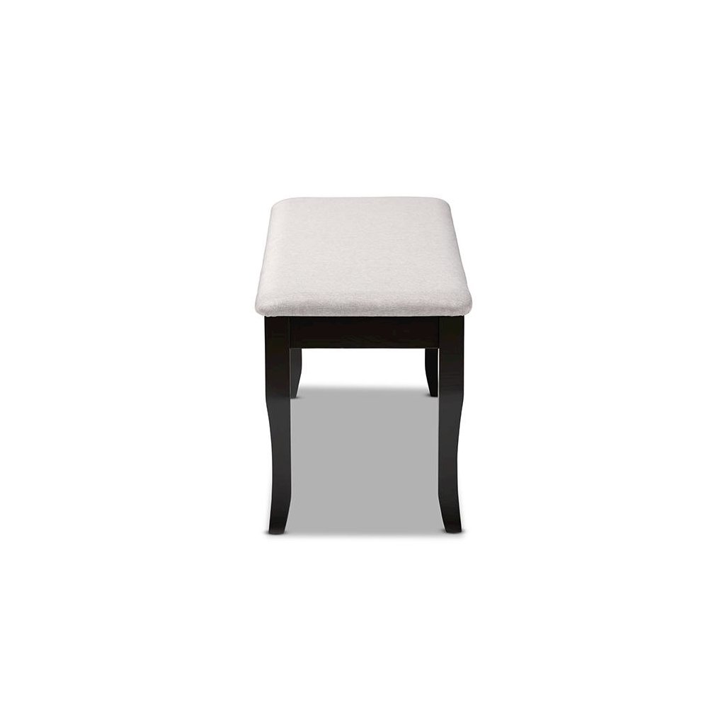 Transitional Grey Fabric Upholstered and Dark Brown Finished Wood Dining Bench. Picture 3