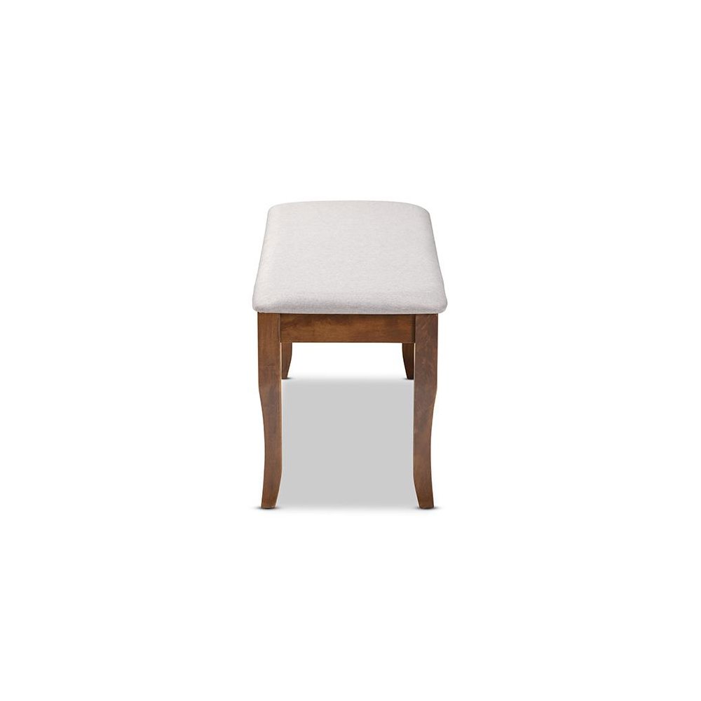 Transitional Grey Fabric Upholstered and Walnut Brown Finished Wood Dining Bench. Picture 3