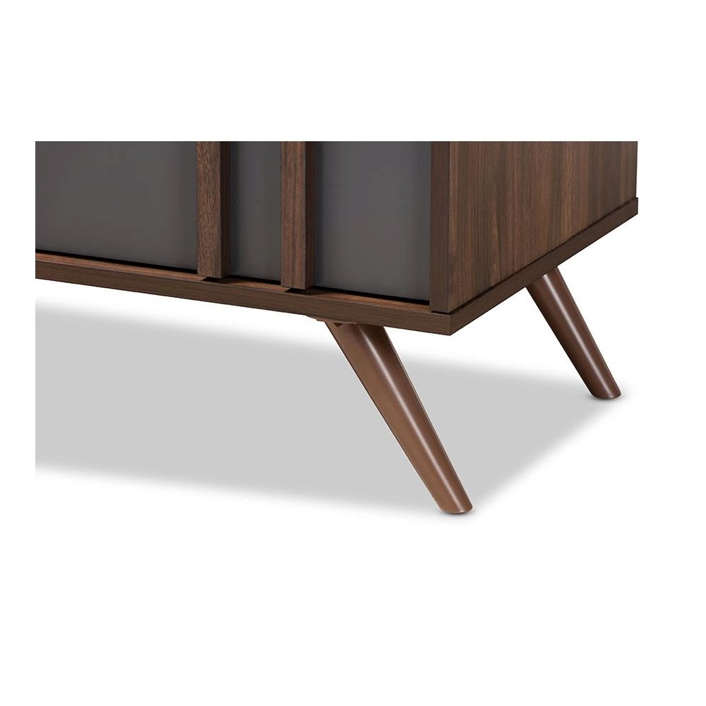 Two-Tone Grey and Walnut Finished Wood 5-Drawer Bedroom Chest. Picture 6