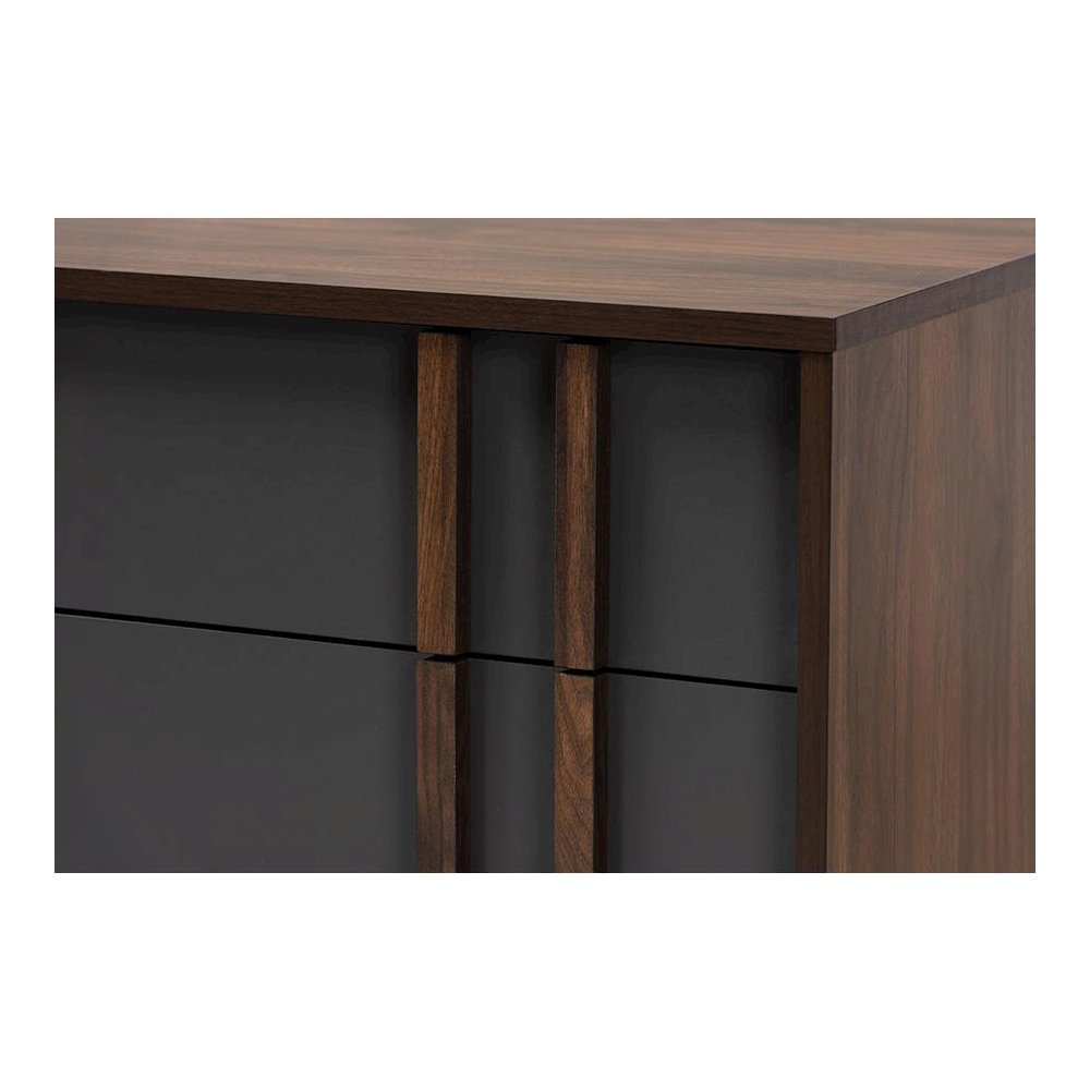 Two-Tone Grey and Walnut Finished Wood 6-Drawer Bedroom Dresser. Picture 5