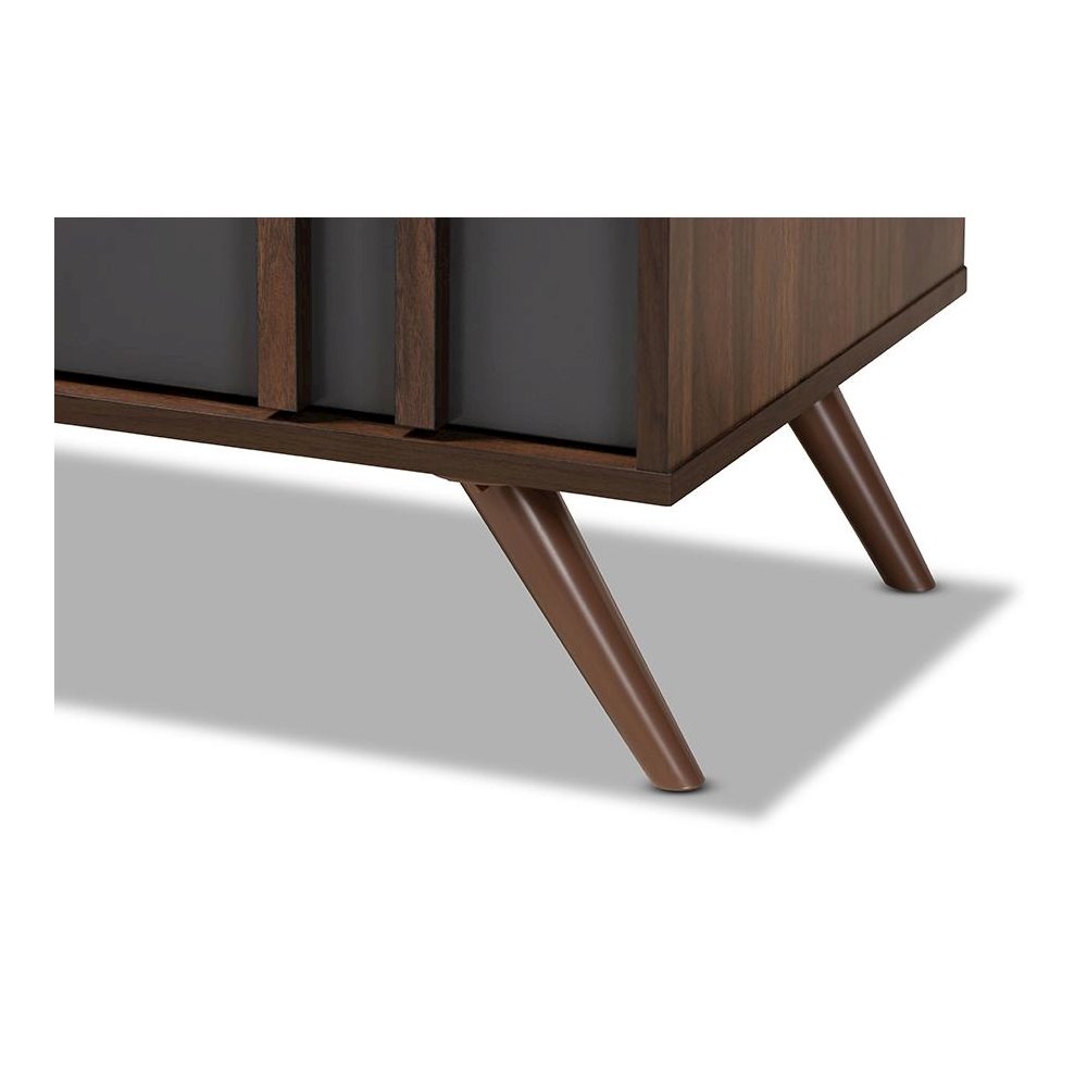 Two-Tone Grey and Walnut Finished Wood 6-Drawer Bedroom Dresser. Picture 6