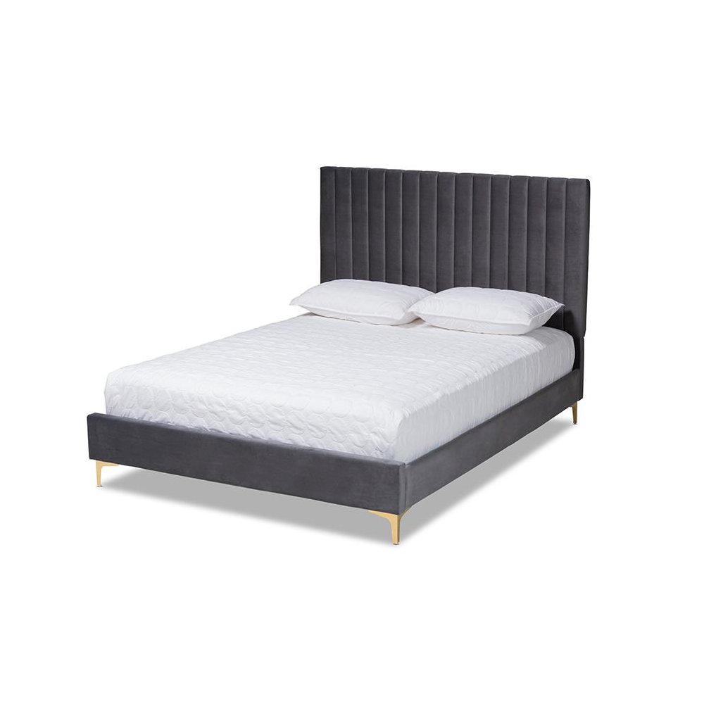 Gold Metal Full Size Platform Bed. Picture 1