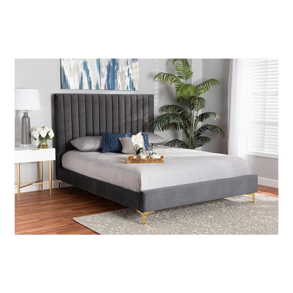 Gold Metal Full Size Platform Bed. Picture 7