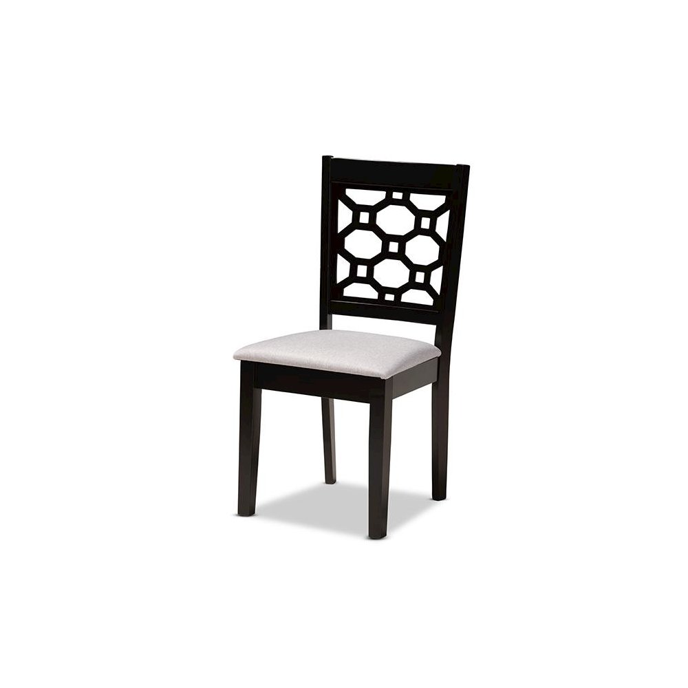 Grey Fabric Upholstered and Dark Brown Finished Wood 6-Piece Dining Set. Picture 2