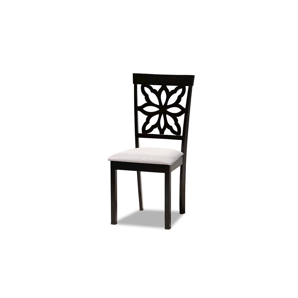 Grey Fabric Upholstered and Dark Brown Finished Wood 7-Piece Dining Set. Picture 2