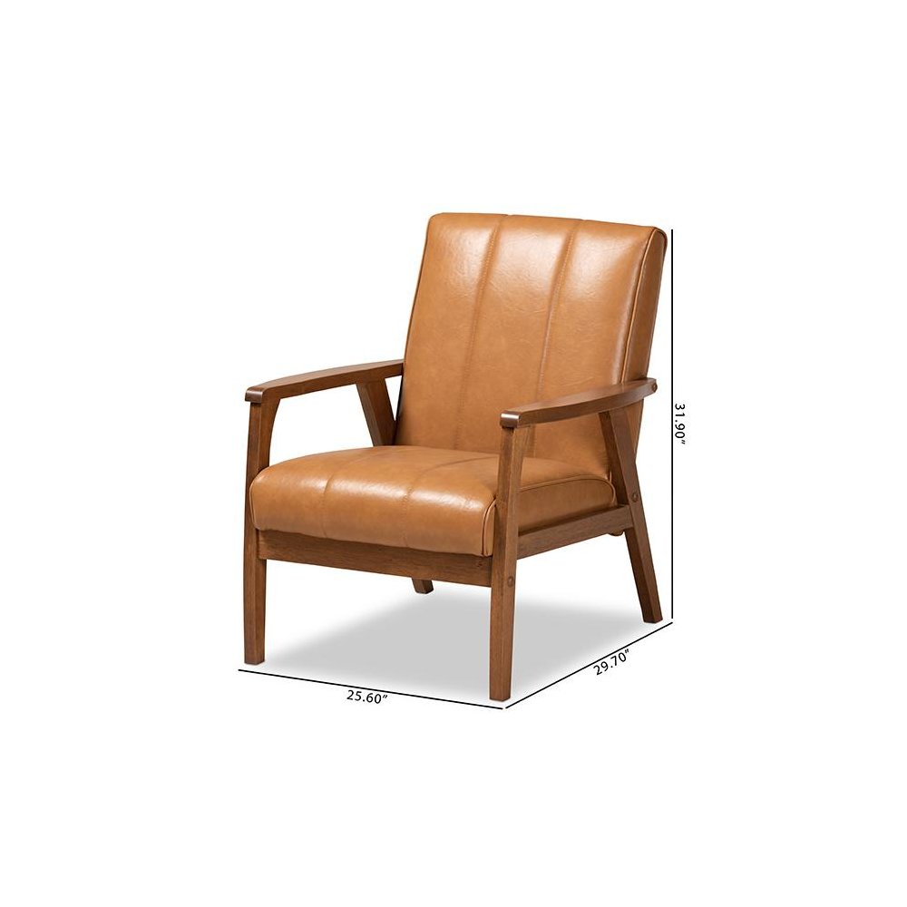 Leather Upholstered and Walnut Brown finished Wood Lounge Chair. Picture 9