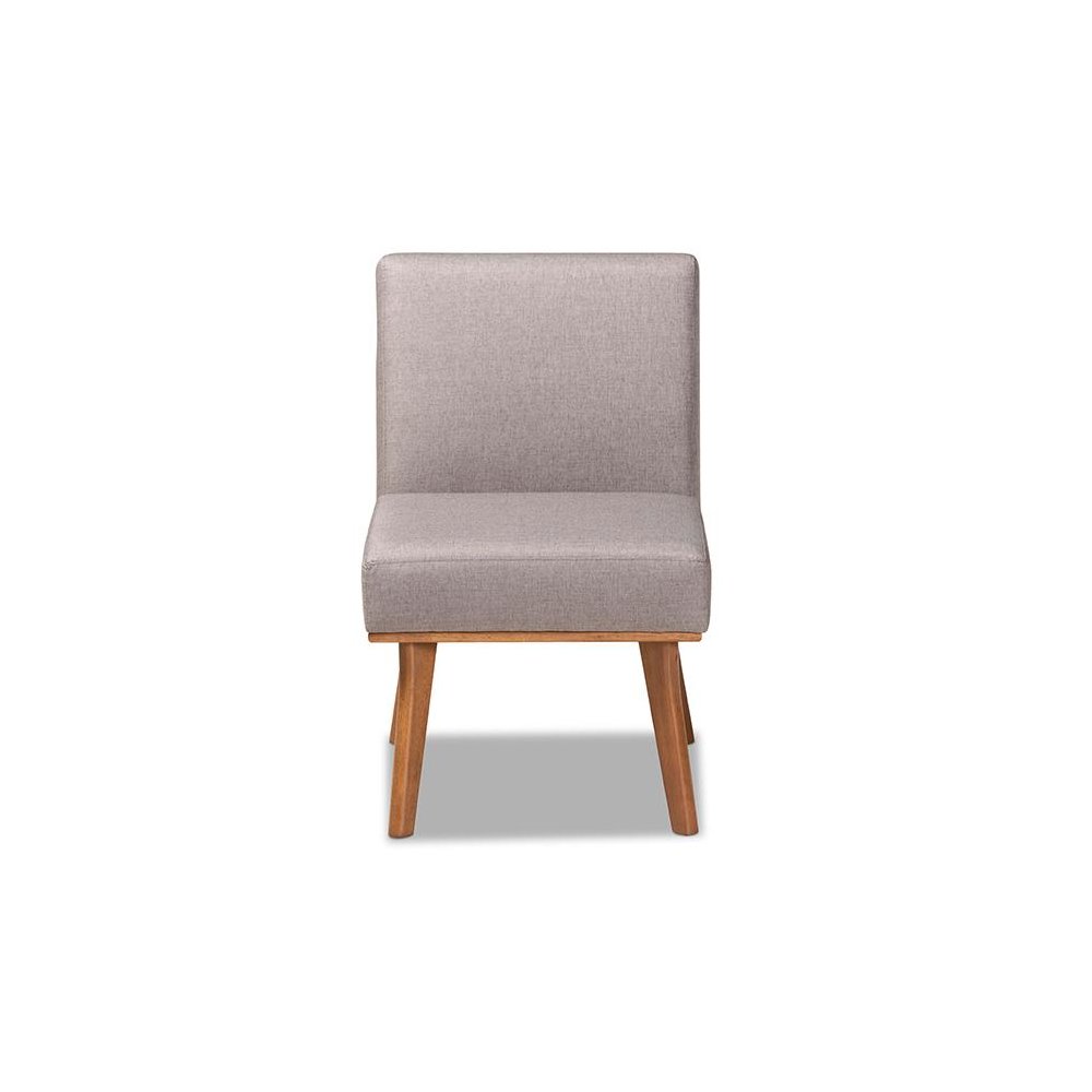 Grey Fabric Upholstered and Walnut Brown Finished Wood Dining Chair. Picture 2