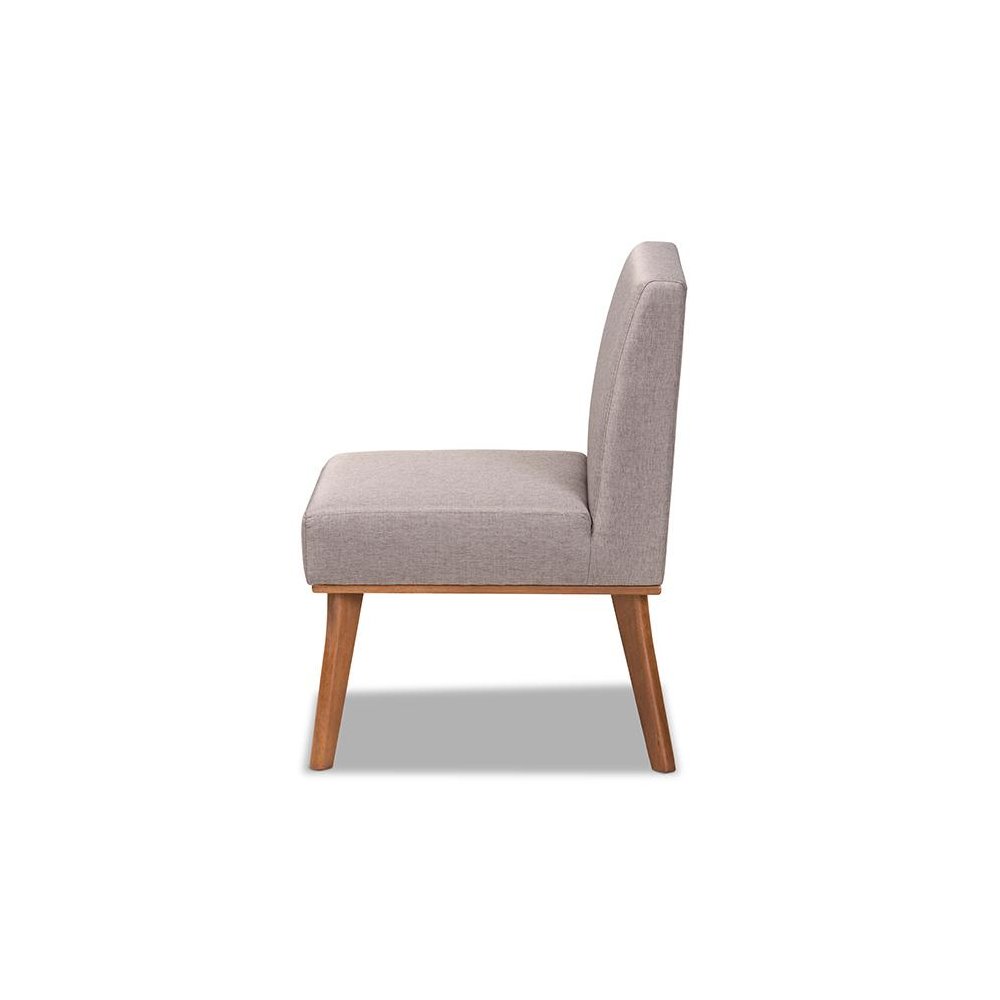 Grey Fabric Upholstered and Walnut Brown Finished Wood Dining Chair. Picture 3