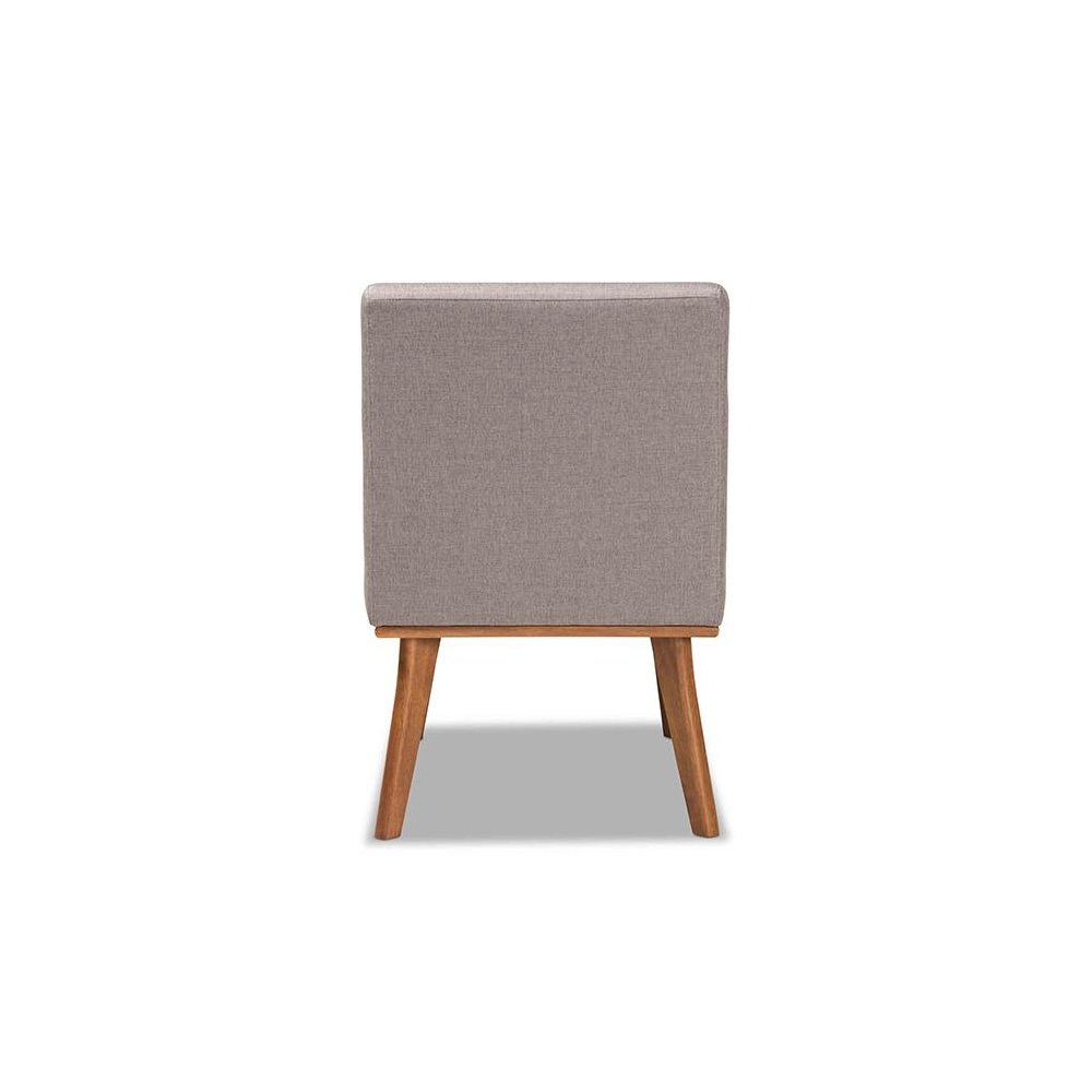 Grey Fabric Upholstered and Walnut Brown Finished Wood Dining Chair. Picture 4