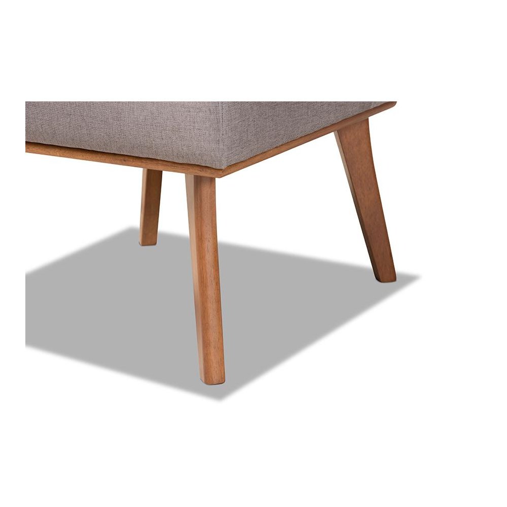 Grey Fabric Upholstered and Walnut Brown Finished Wood Dining Chair. Picture 6