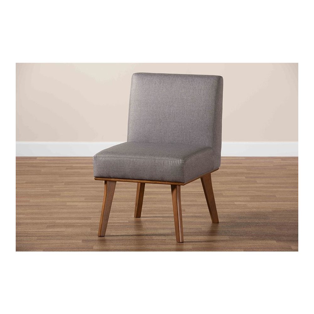 Grey Fabric Upholstered and Walnut Brown Finished Wood Dining Chair. Picture 8