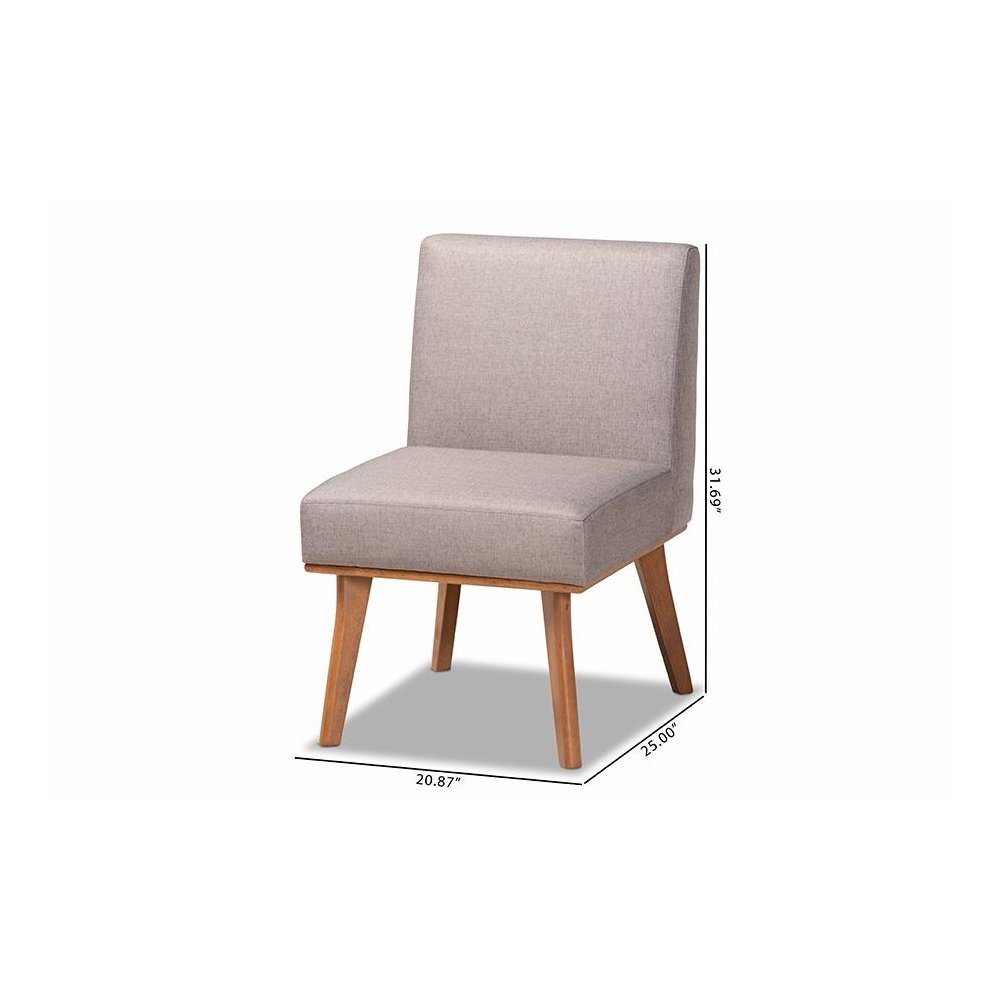 Grey Fabric Upholstered and Walnut Brown Finished Wood Dining Chair. Picture 9