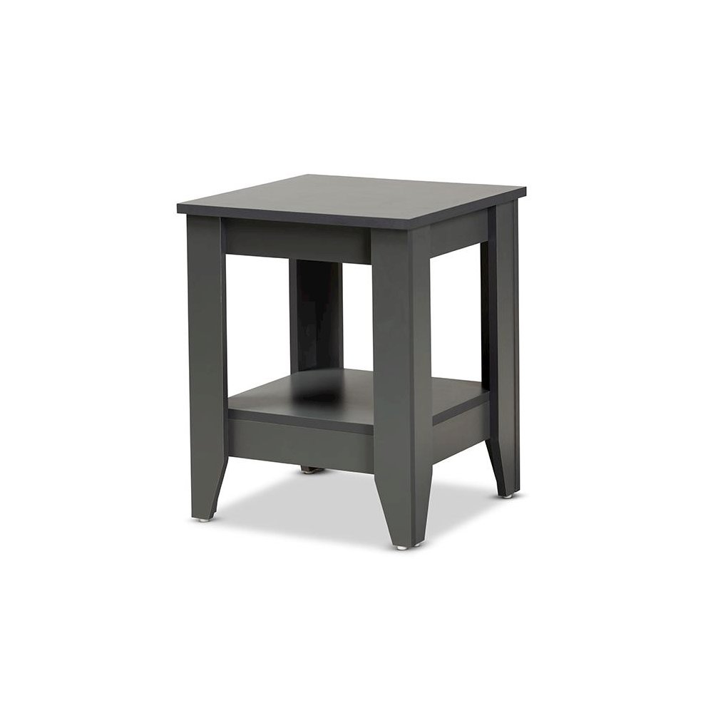 Audra Modern and Contemporary Grey Finished Wood Living Room End Table. Picture 1