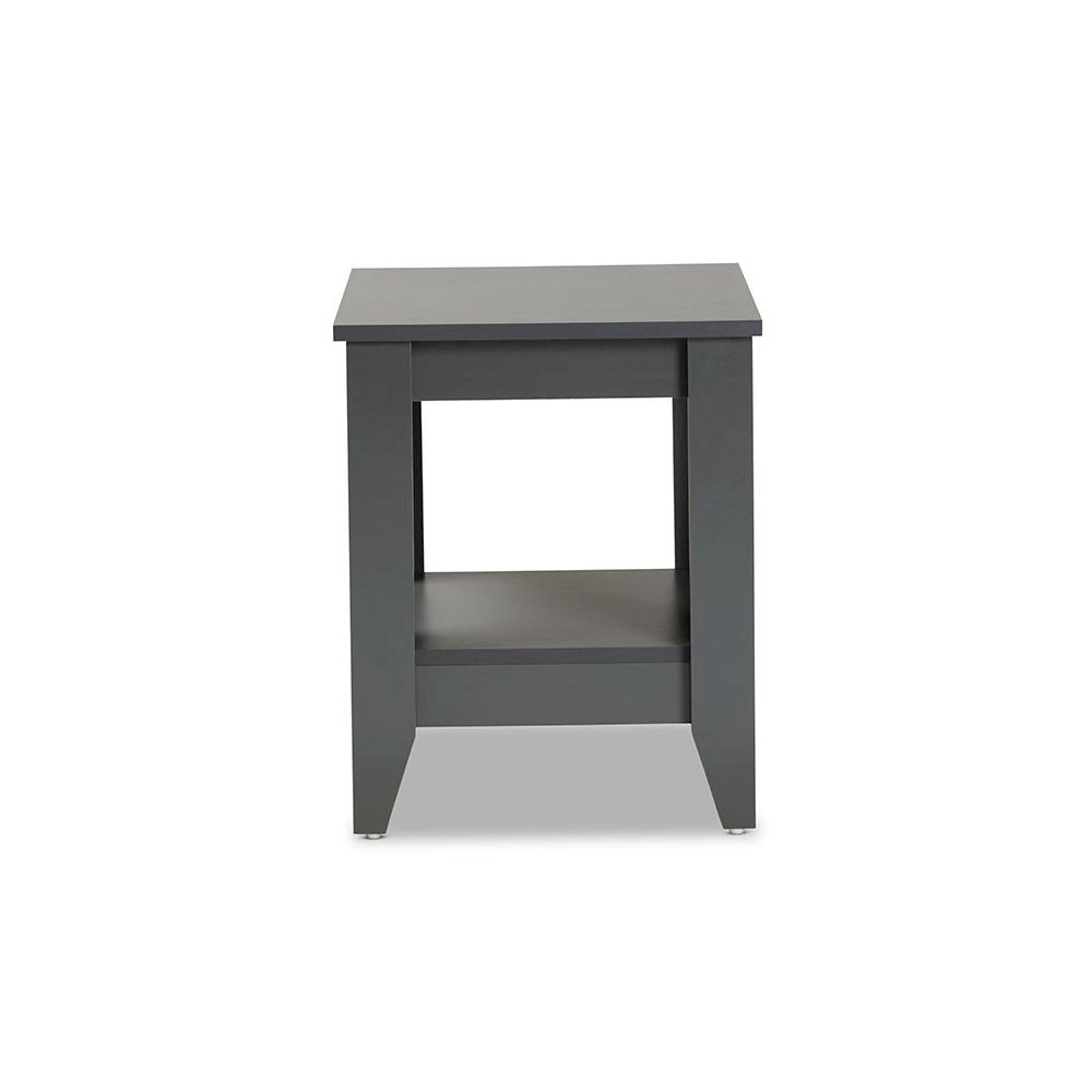 Audra Modern and Contemporary Grey Finished Wood Living Room End Table. Picture 2