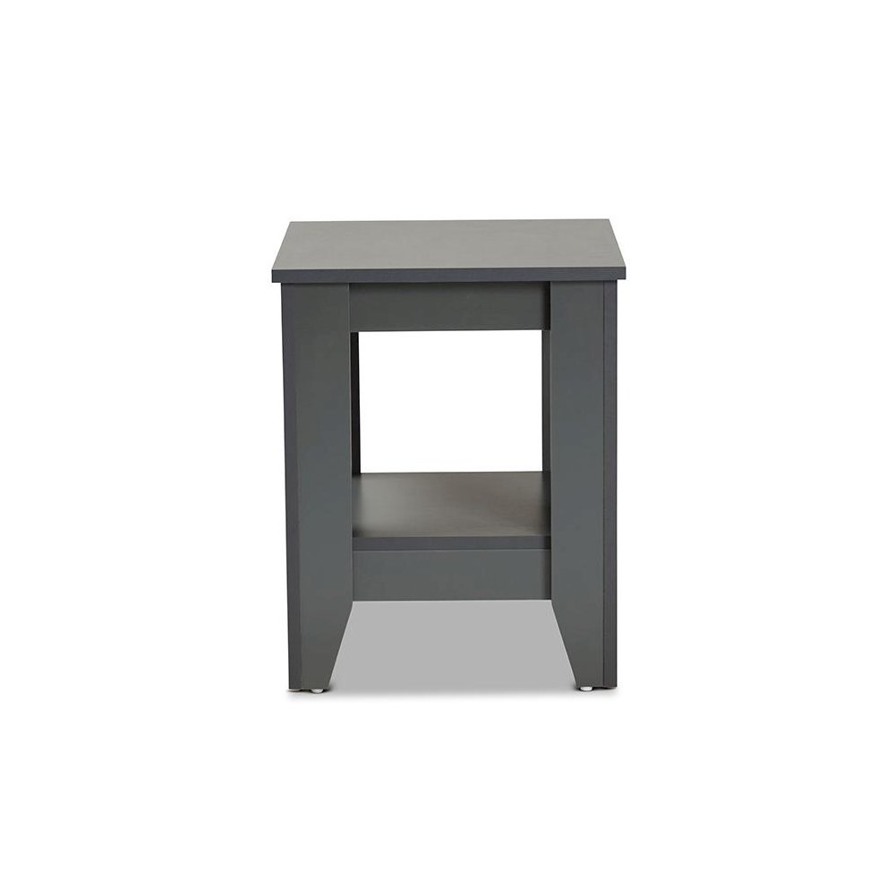 Audra Modern and Contemporary Grey Finished Wood Living Room End Table. Picture 3