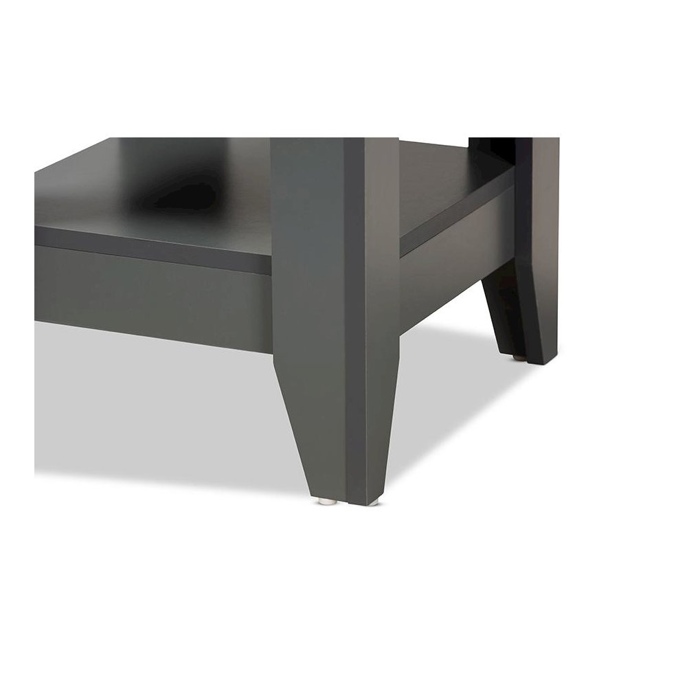Audra Modern and Contemporary Grey Finished Wood Living Room End Table. Picture 4