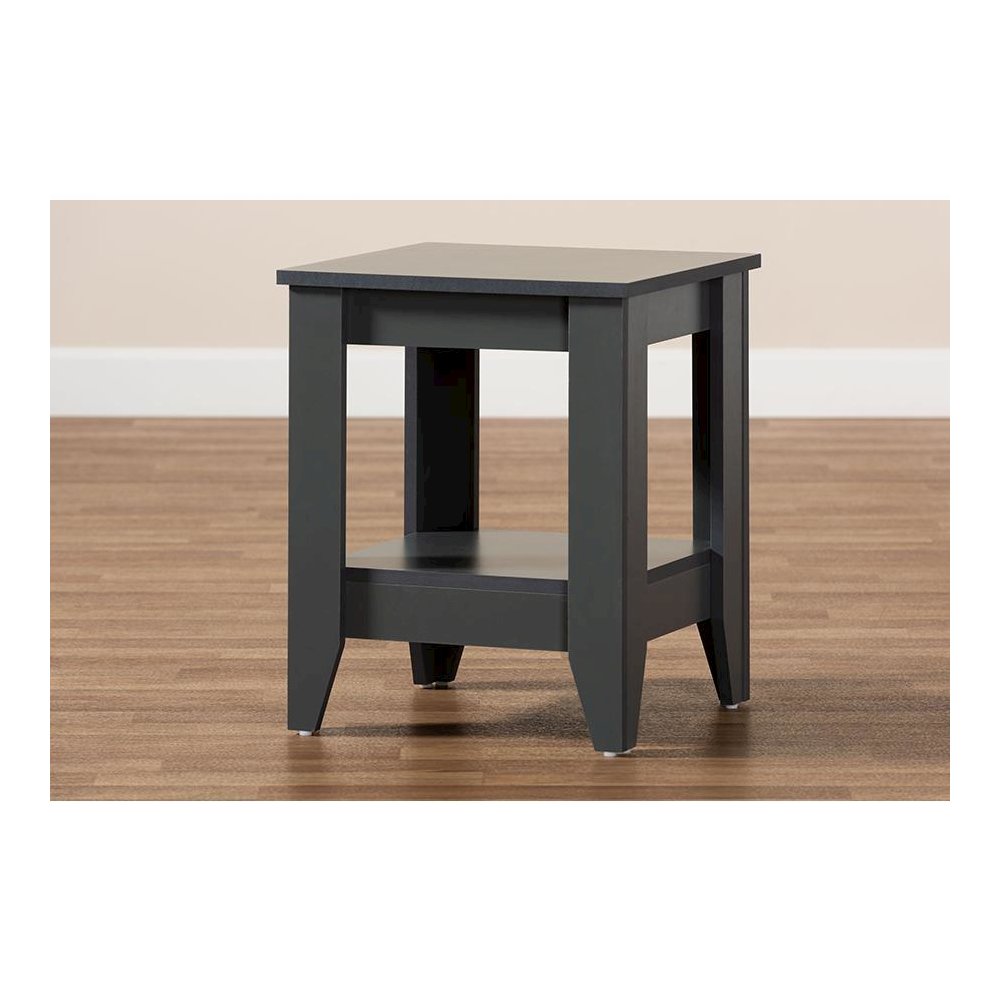 Audra Modern and Contemporary Grey Finished Wood Living Room End Table. Picture 6