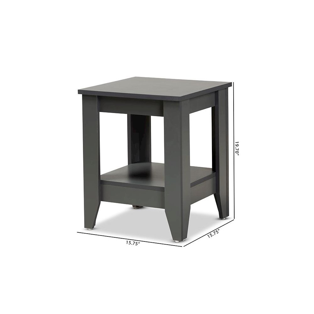 Audra Modern and Contemporary Grey Finished Wood Living Room End Table. Picture 7