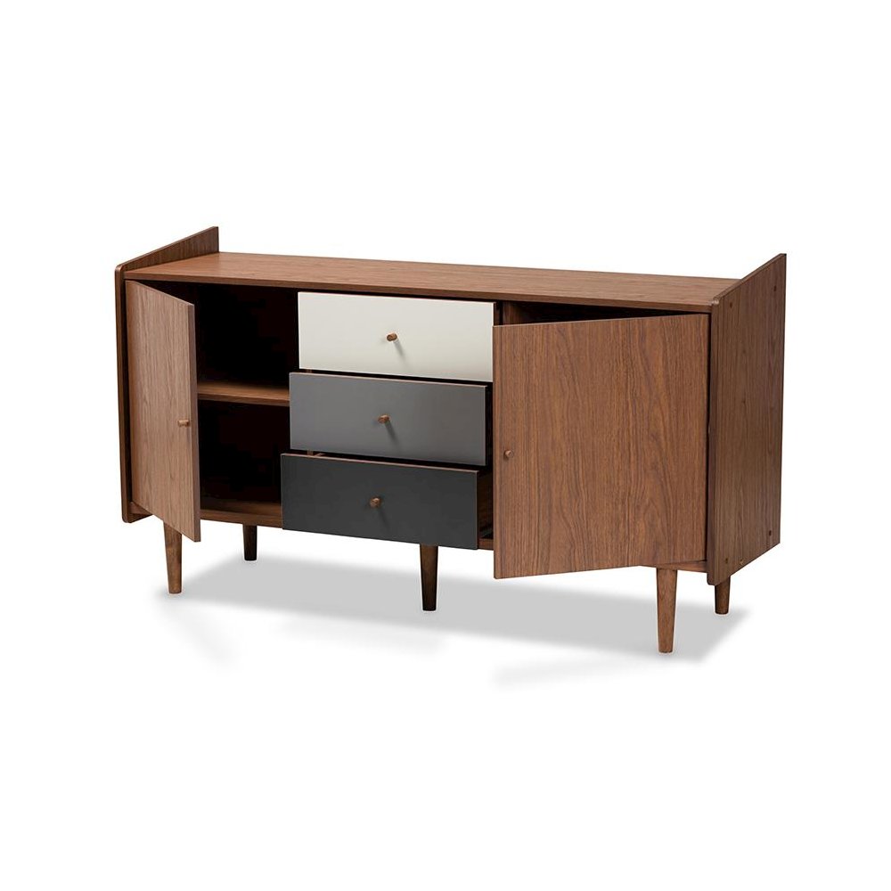 Grey Gradient Finished Wood 2-Door Dining Room Sideboard Buffet. Picture 2