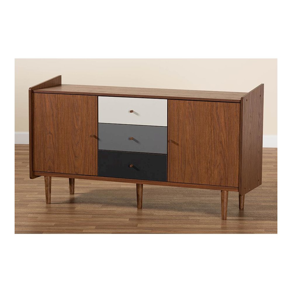 Grey Gradient Finished Wood 2-Door Dining Room Sideboard Buffet. Picture 8